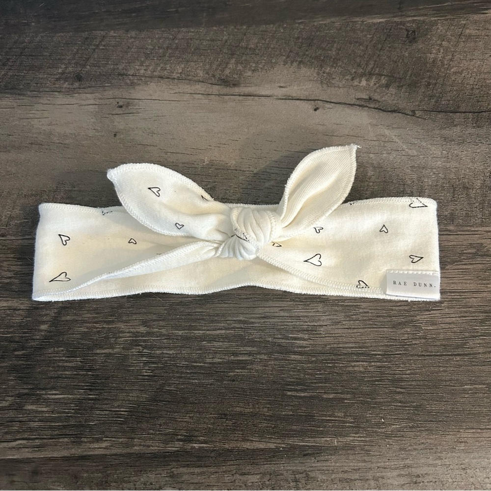 Rae Dunn White Headband with Heart Pattern